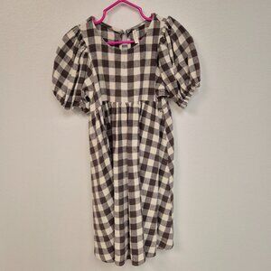 Rylee+Cru Charcoal Check Ruffle Sleeve Dress 6/7Y